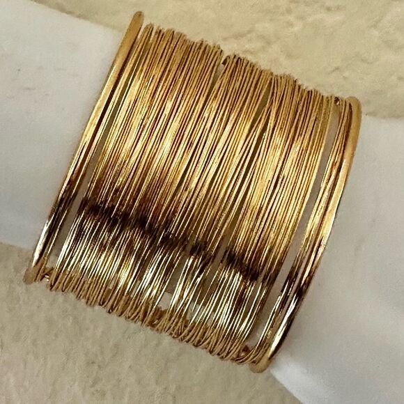 Wide Gold tone Wire  wide Wrap Cuff Bracelet - Picture 2 of 8